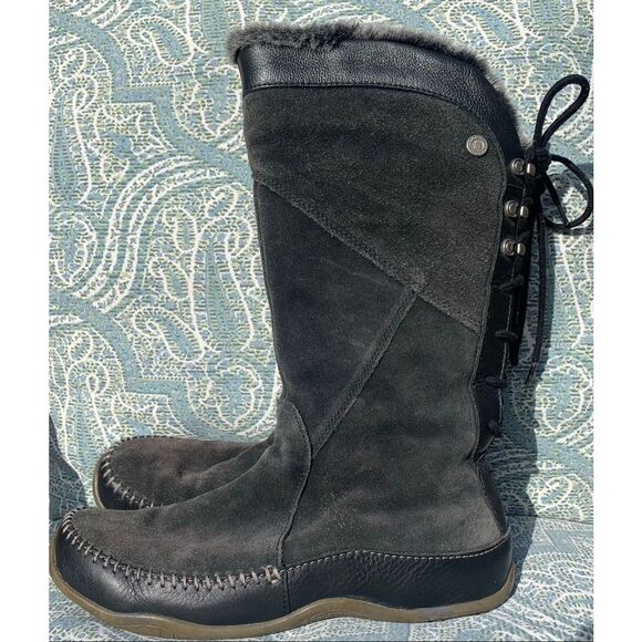 The North Face Janey Black Suede Waterproof Snow Winter Primaloft TALL BOOTS sz - Picture 1 of 9